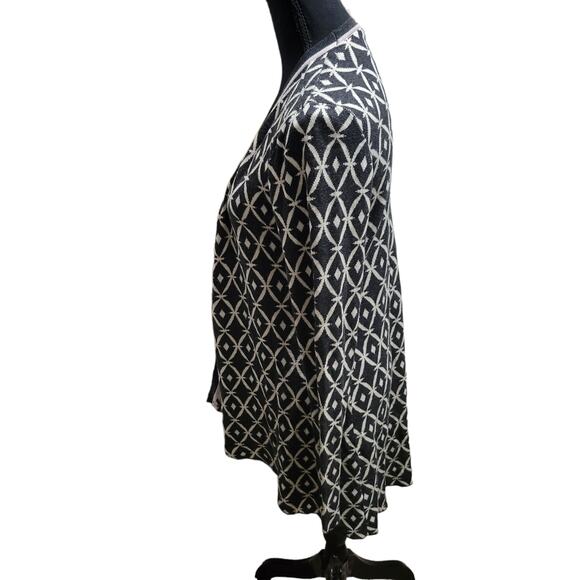 Belldini Heather Charcoal and Oatmeal Open Front Cardigan Sweater, Sz M - Picture 3 of 8